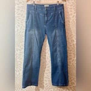 Sundance Women’s 32 Peyton Kick Flare Yoke Front High Rise Jeans Cropped Denim